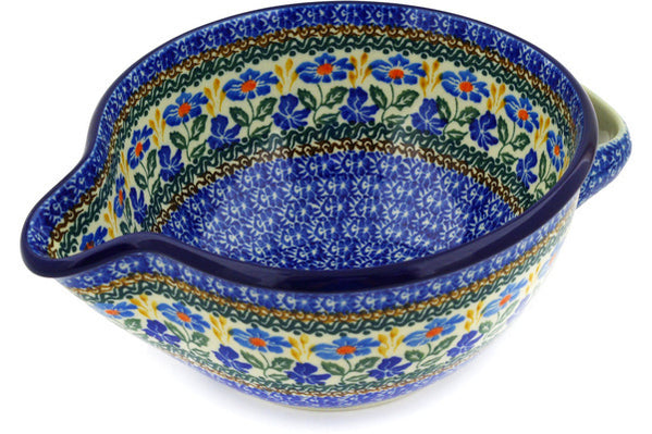 Polish Pottery Dessert Plate – 8-inch Forget Me Not Design, Hand-Painted Stoneware - View #6