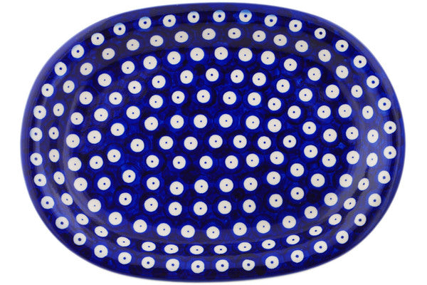 11" Oval Platter - Blue Eyed Peacock - Thumbnail 2