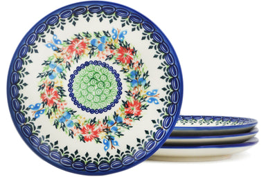 Set of 4 dessert plates  - Ring Of Flowers