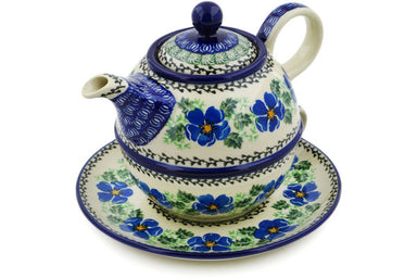 Polish Pottery Blueberries and Roses Teapot