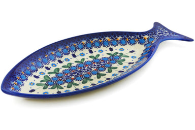 13" Fish Shaped Platter - Blue Tulip Garden