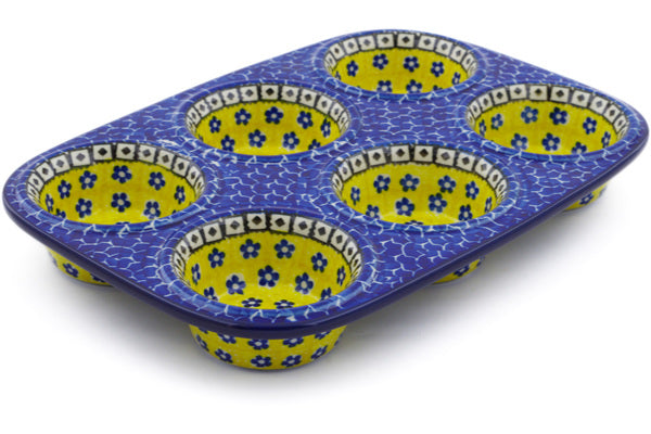 11 Muffin Pan - Sunburst Daisies — Polish Pottery House