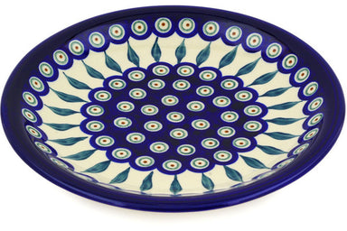 9" Luncheon Plate - Blue Peacock | Polish Pottery House