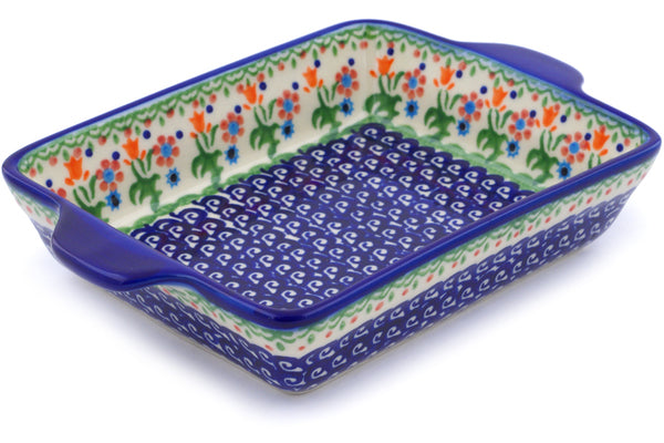 6" x 9" Rectangular Baker with Handles - D19 | Polish Pottery House