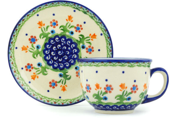 7 oz Cup with Saucer - D19 | Polish Pottery House