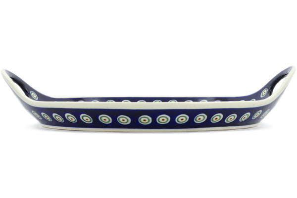 13" Tray with Handles - Peacock | Polish Pottery House