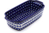 5" x 11" Rectangular Baker with Handles - Floral Peacock | Polish Pottery House