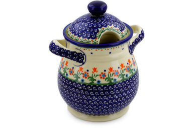 6 cup Jar with Lid and Handles - D19 | Polish Pottery House