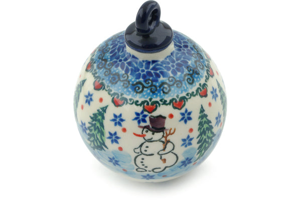 3" Ornament Christmas Ball - P8934A | Polish Pottery House