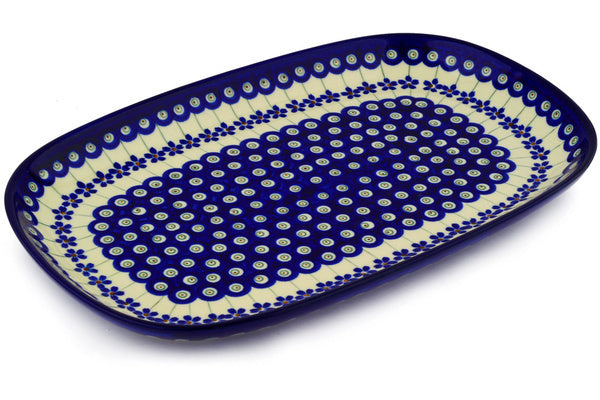 15" Platter - Floral Peacock | Polish Pottery House