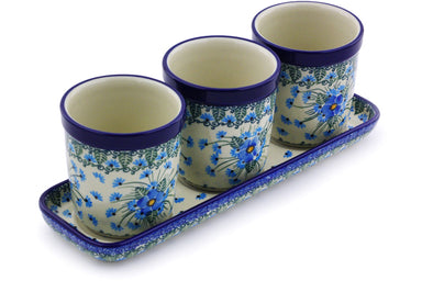  Set of 3 Flower Pots - Empire Blue | Polish Pottery House
