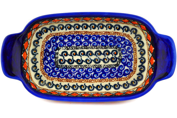 5" x 10" Rectangular Baker with Handles - Midnight Blue | Polish Pottery House