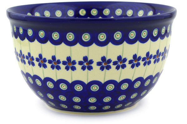 5 cup Serving Bowl - Floral Peacock | Polish Pottery House