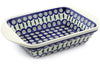 8" x 12" Rectangular Baker with Handles - Peacock | Polish Pottery House