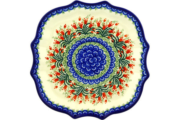 11" Platter - Crimson Bells | Polish Pottery House