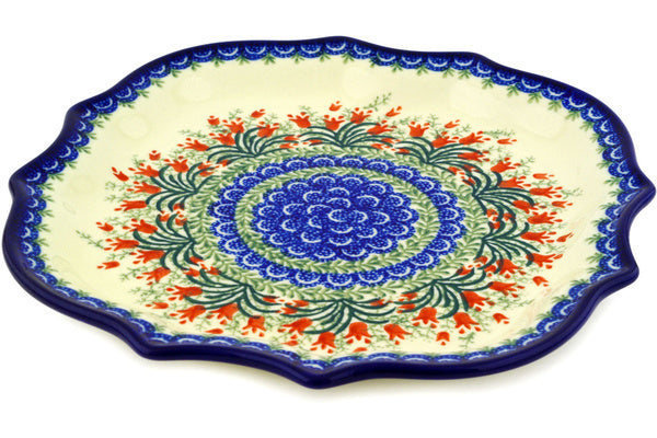11" Platter - Crimson Bells | Polish Pottery House