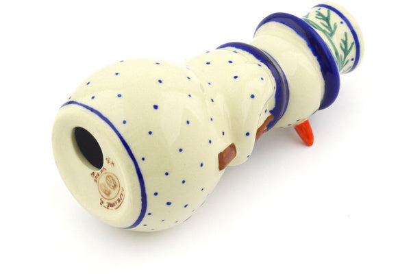 7" Snowman Candle Holder - Evergreen | Polish Pottery House