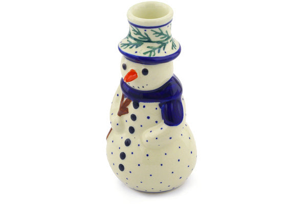 7" Snowman Candle Holder - Evergreen | Polish Pottery House