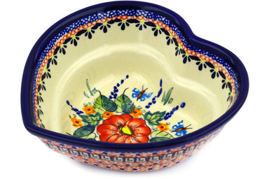 17 oz Heart Bowl - Butterfly Garden | Polish Pottery House