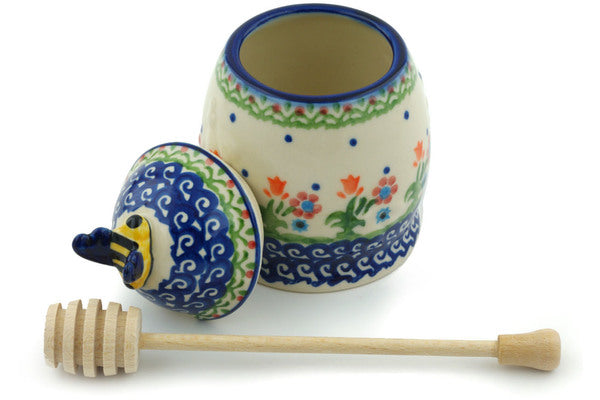 8 oz Honey Jar with Dipper - D19 | Polish Pottery House