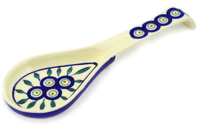 10" Spoon Rest - Peacock | Polish Pottery House