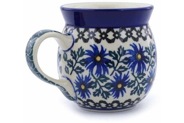 8 oz Bubble Mug - Blue Daisy | Polish Pottery House
