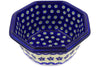 23 oz Octagonal Bowl - Floral Peacock | Polish Pottery House