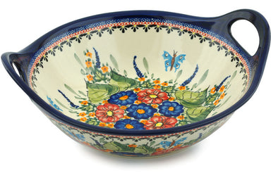 8 cup Serving Bowl with Handles - Butterfly Garden | Polish Pottery House
