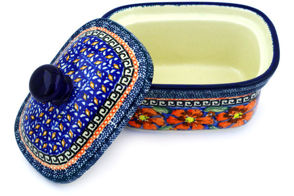 6" Butter Dish - Poppies | Polish Pottery House