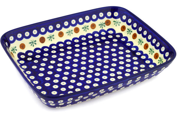8" x 10" Rectangular Baker - Blue Old Poland | Polish Pottery House