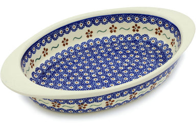 13" Oval Baker with Handles - 864 | Polish Pottery House