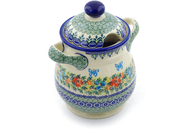 6 cup Jar with Lid and Handles - D156 | Polish Pottery House