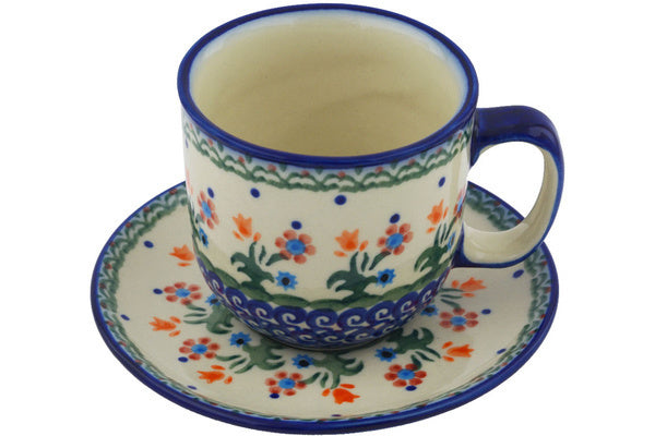 7 oz Cup with Saucer - D19 | Polish Pottery House