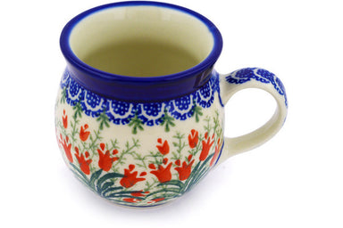 8 oz Bubble Mug - Crimson Bells | Polish Pottery House