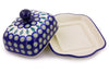 8" Butter Dish - Blue Peacock | Polish Pottery House