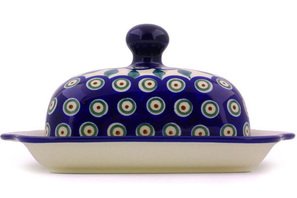 8" Butter Dish - Blue Peacock | Polish Pottery House