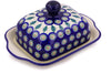 8" Butter Dish - Blue Peacock | Polish Pottery House