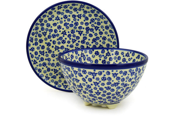 8" Colander with Plate - Confetti | Polish Pottery House