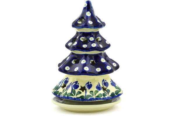 7" Christmas Tree Candle Holder - 377O | Polish Pottery House
