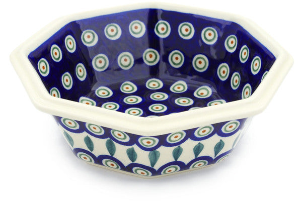 4 cup Octagonal Bowl - Peacock | Polish Pottery House