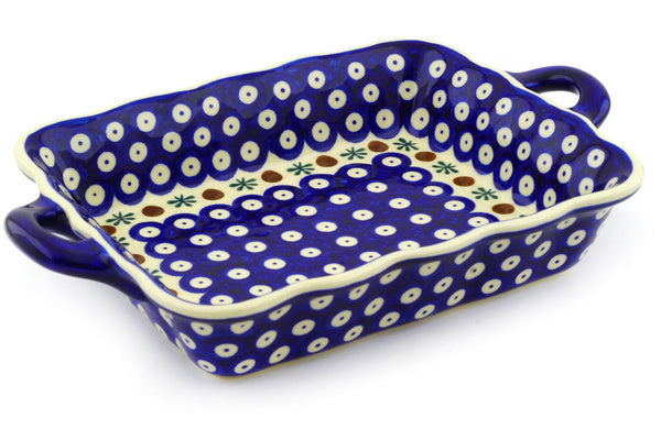 8" x 12" Rectangular Baker with Handles - Old Poland | Polish Pottery House