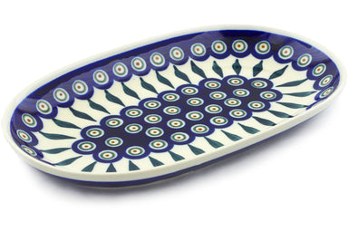 11" Oval Platter - Peacock | Polish Pottery House