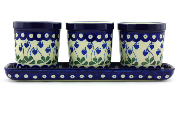  Set of 3 Flower Pots - Blue Bell | Polish Pottery House