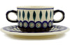 12 oz Soup Cup with Saucer - Peacock | Polish Pottery House