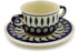 12 oz Soup Cup with Saucer - Peacock | Polish Pottery House