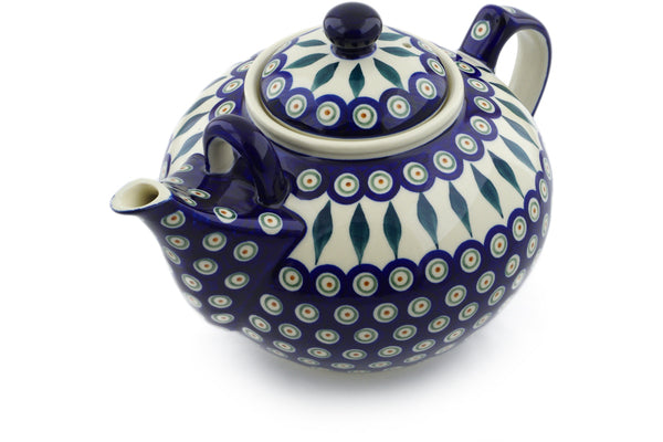 13 cup Tea Pot - Peacock | Polish Pottery House