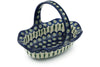 8" Basket with Handle - Blue Peacock | Polish Pottery House