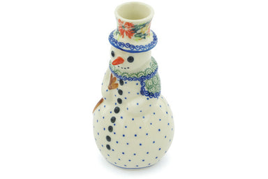 6" Snowman Candle Holder - D156 | Polish Pottery House