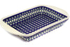 11" x 17" Rectangular Baker with Handles - Peacock | Polish Pottery House