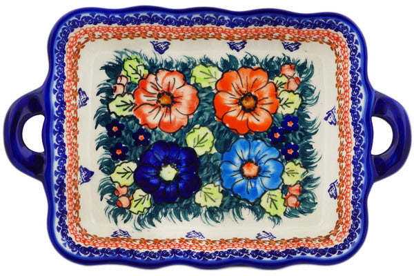 8" x 12" Rectangular Baker with Handles - D86 | Polish Pottery House